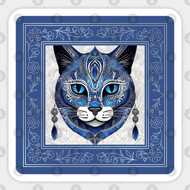 Sapphire Bloom Feline Sticker by FashionPulse